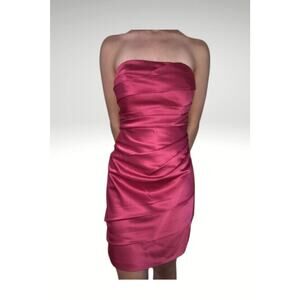 David's Bridal Red Satin Strapless Dress Size 8 - 1 DAY SHIP OUT